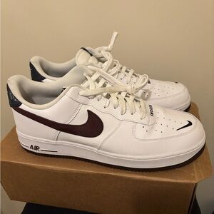 Nike White and Burgundy Air Sneakers